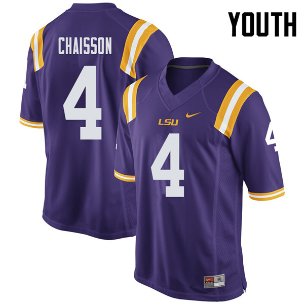 Youth #4 K'Lavon Chaisson LSU Tigers College Football Jerseys Sale-Purple